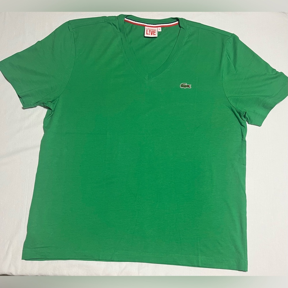 Lacoste LIVE Men's Green V-Neck Tee